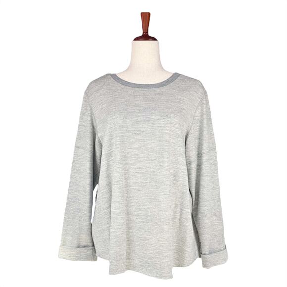 VINCE 100% Wool Soft Cuff-Sleeve Relaxed Crewneck Sweater Top Light Gray Size L - Picture 1 of 8